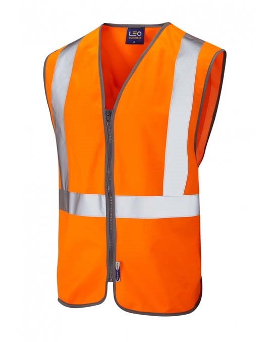 LEO WORKWEAR EGGESFORD ISO 20471 Cl 2 Railway Zip Waistcoat